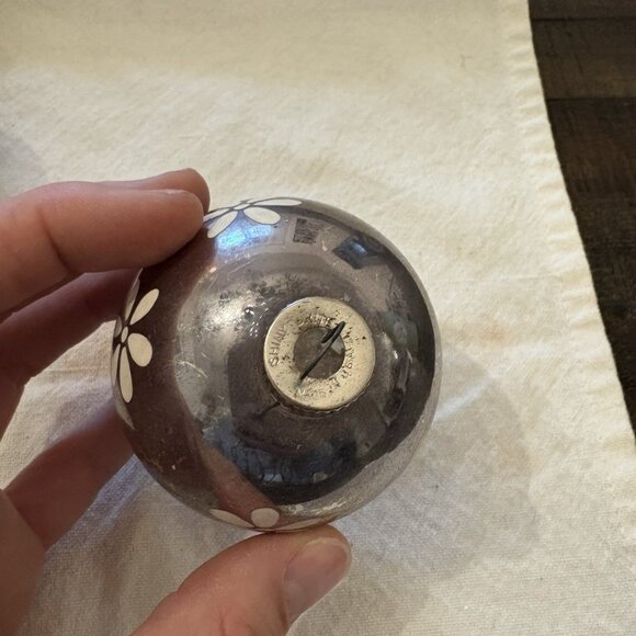 Vintage Silver Mercury Glass Hand Painted Glass Christmas Tree Ball Ornament - Picture 8 of 8